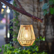 Waterproof Rattan Solar Lantern Solar Powered Bamboo Frame Bamboo Chandelier Lamp Standing/Hanging Weaving Lantern