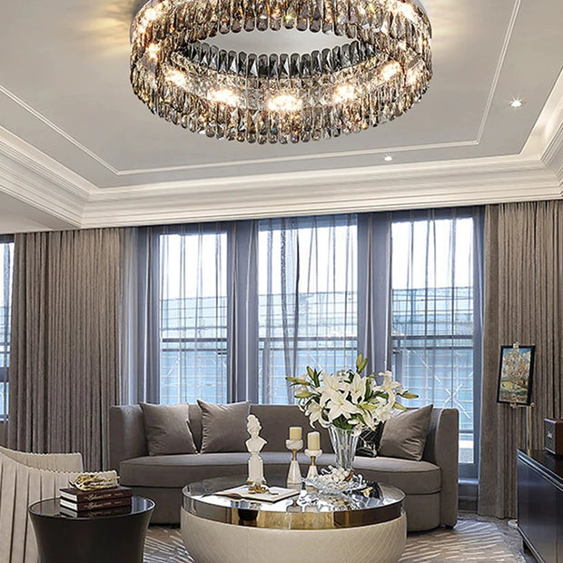 Light Luxury Crystal Ceiling Light Round LED Lamp 2025 New Post-modern Design Upscale Lighting Fixture for Living Room Bedroom
