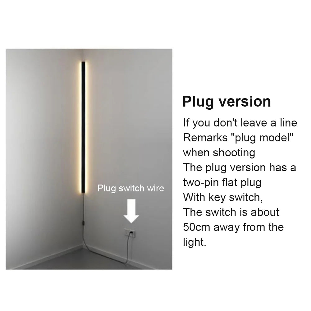 Modern Plug in Long Wall Sconce Indoor Wall Lamp Wall Mounted Light for Bedroom Living Room Hallway