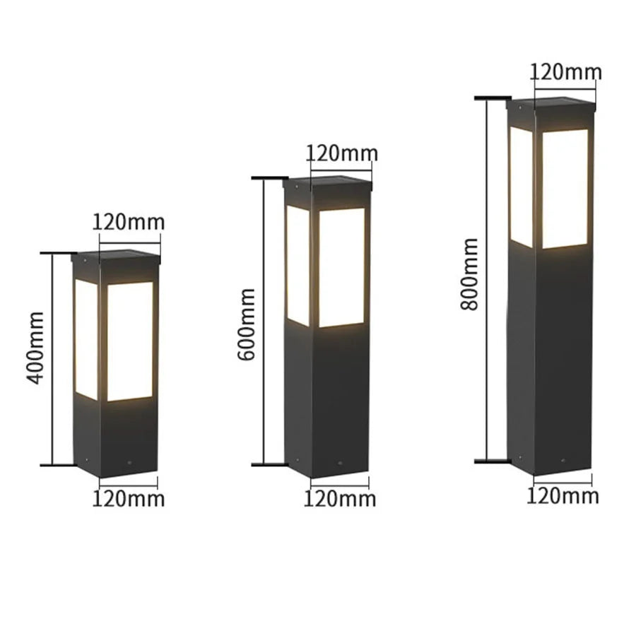 E27 Outdoor Path Light 40/60/80CM Pathway Post Light Waterproof Landscape LED Bollard Lighting Garden Backyard Lantern Lawn Lamp