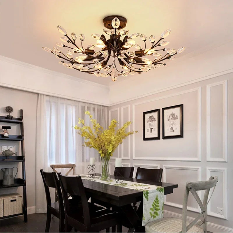VIOLET Modern Crystal Ceiling Light American Country LED Creativity Living Room Dining Room Bedroom Coffee shop clothing store