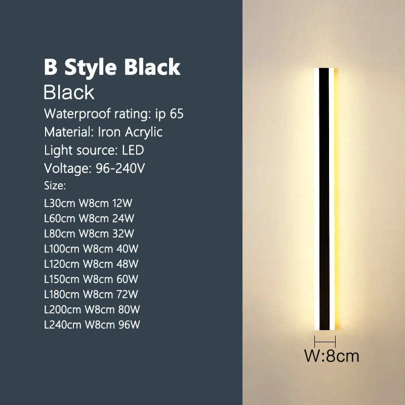 Outdoor waterproof wall lamp LED strip background wall lamp stair garden lamp living room bedroom bedside ip65 wall lights