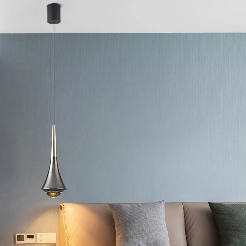 Bedroom Bedside Pendent Lamp Nordic Modern Living Room Study Decoration Simple Creative Light Luxury Bar Glass LED Chandelier