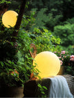Resin Fiber Outdoor Lunar Lawn Lamp Round Waterproof Atmosphere Lamp Garden Ground Plug Landscape Lighting