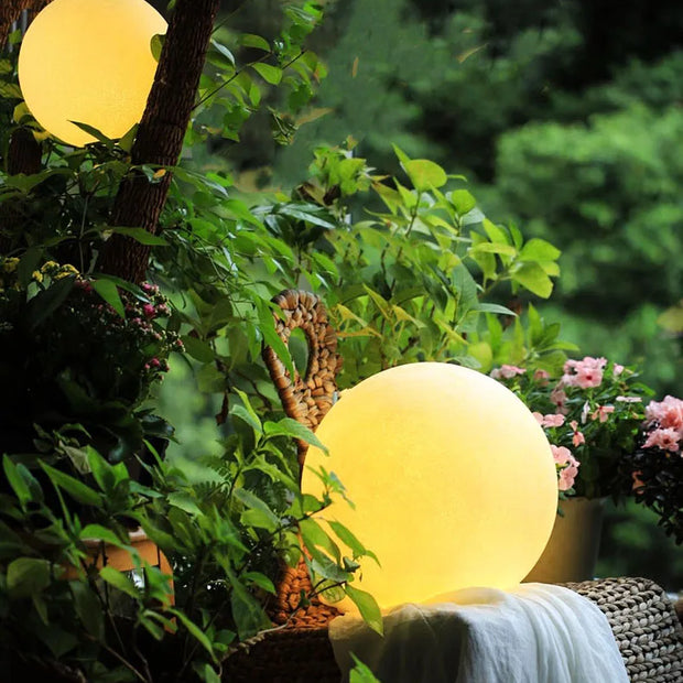 Resin Fiber Outdoor Lunar Lawn Lamp Round Waterproof Atmosphere Lamp Garden Ground Plug Landscape Lighting