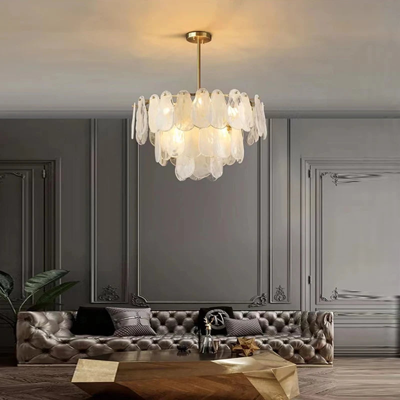 Cream Style Chandelier Lighting Fixtures Furniture Luxurious Living Room Decoration Glass Cloud Chandelier Simple And Modern