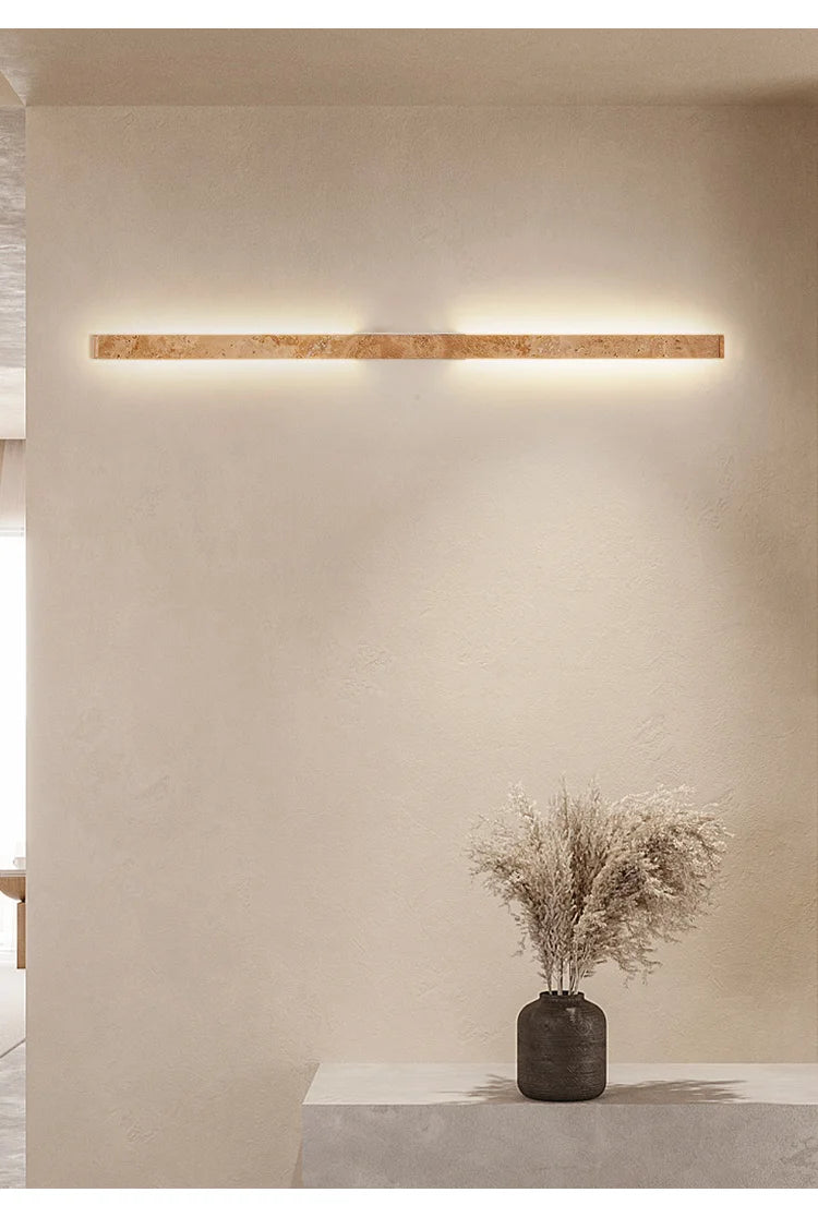 Long Strip Natural Stone Wall Lamp modern Bedroom Living Room Decoration Corridor Wall Sconce Yellow Travertine Lighting Fixture