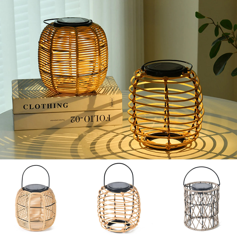 Solar Garden Light Ornaments 600mAh Imitation Rattan Lawn Projection Light Decor
