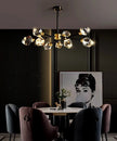 All-copper Molecular Long Crystal Chandelier Light Luxury Creative Post-modern Atmosphere Living Room LED Pendant Lights