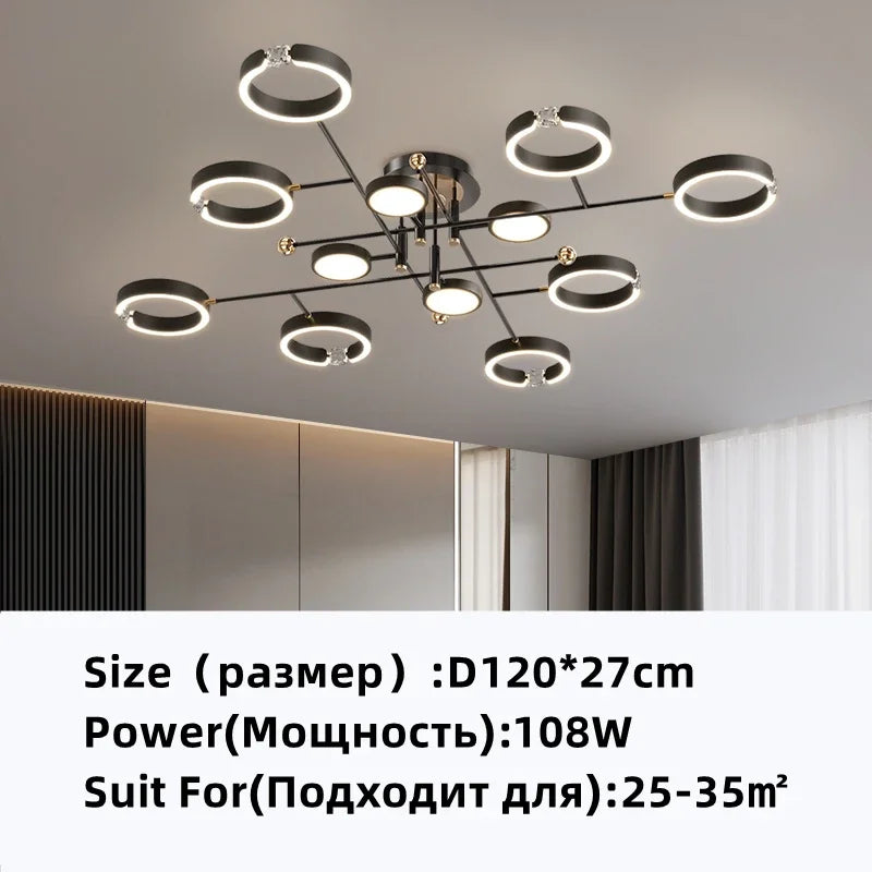 Modern Luxury Nordic Style Aluminum Circle Shaped LED Pendant Light Art Creative Lamp for Living Room Home Decoration Chandelier