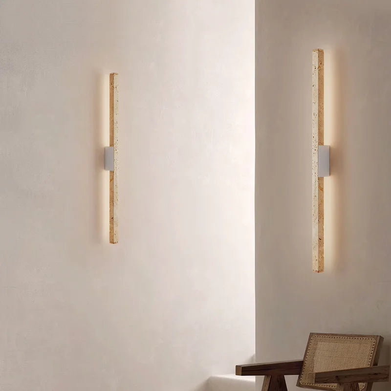 Long Strip Natural Stone Wall Lamp modern Bedroom Living Room Decoration Corridor Wall Sconce Yellow Travertine Lighting Fixture