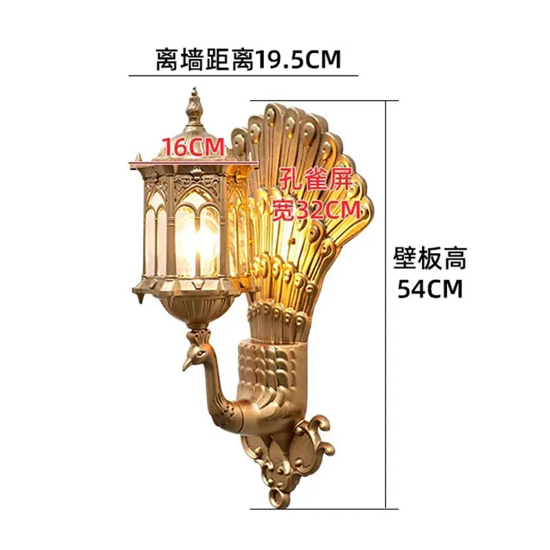 Outdoor Courtyard Pillar Entrance Waterproof Terrace Retro Courtyard Villa Exterior Wall Balcony Courtyard Wall Lamp