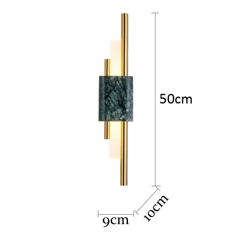 Luxury Green White Marble Wall Lamp Living Room Lobby Bedroom Golden Decor Bedside Sconce Hotel Aisle Staircase Led Light 6W
