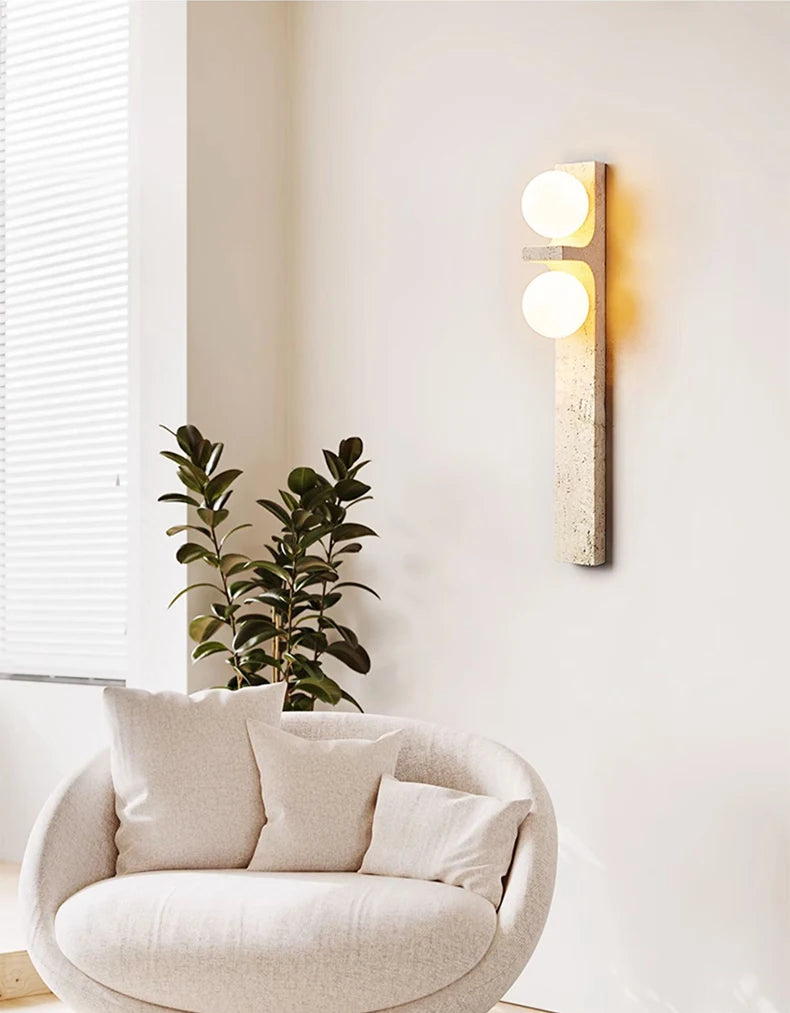 New Style Wall Light Sconce Natural Stone White Glass G9 Bulb Art Deco For Indoor Foyer Bedroom Dining Room