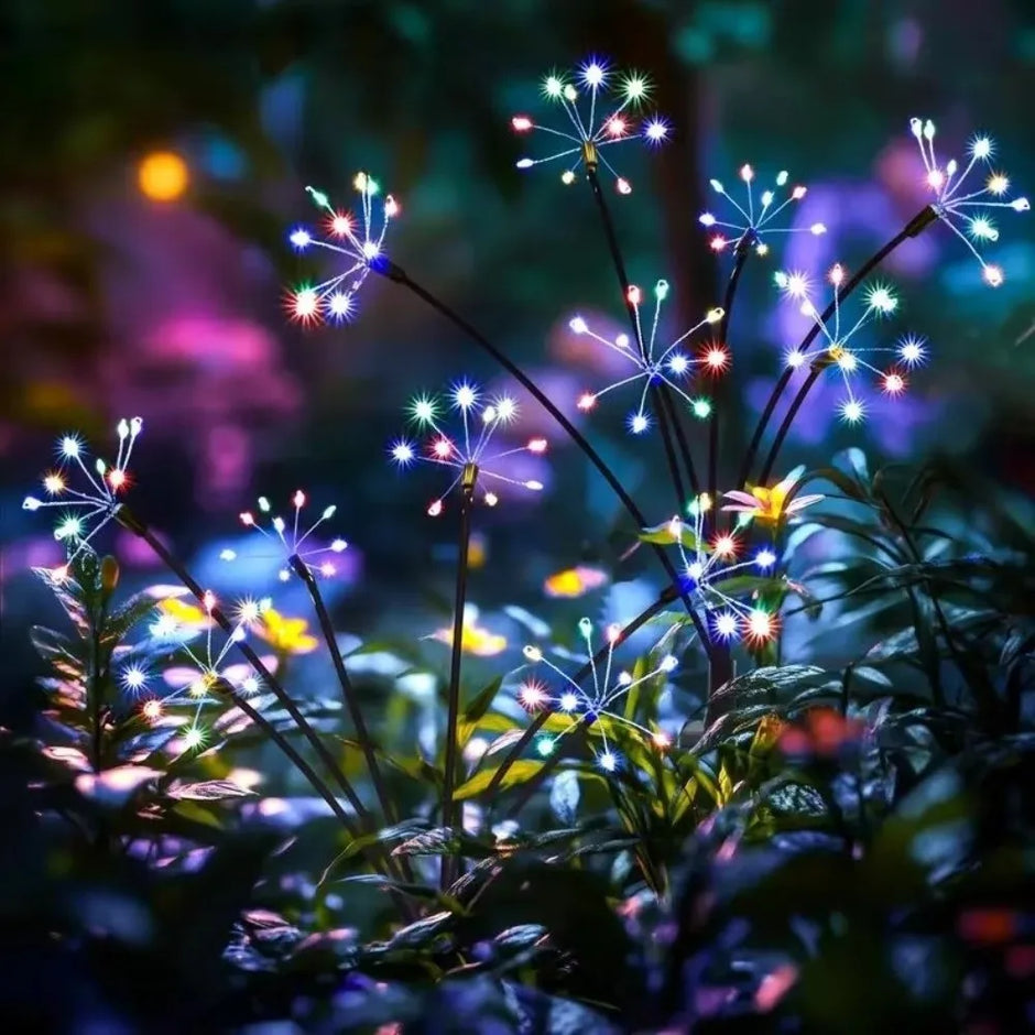 6/810 Heads Solar Light Waterproof Sparkling Stars LED Floral Firework 2 Modes Switching Ground Mounted Landscape Lighting