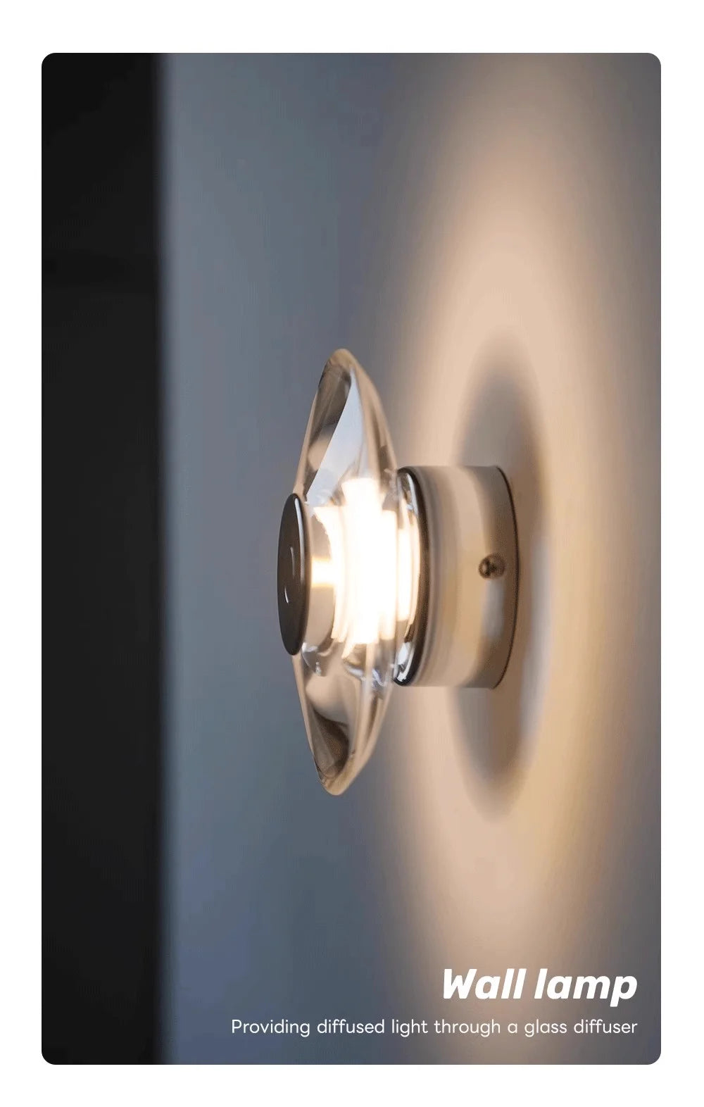 Modern Round Crystal Bedside Lamp Bedroom Living Room Italian LED Sconce Minimalist Art Circular Corridor Mirror Wall Lights