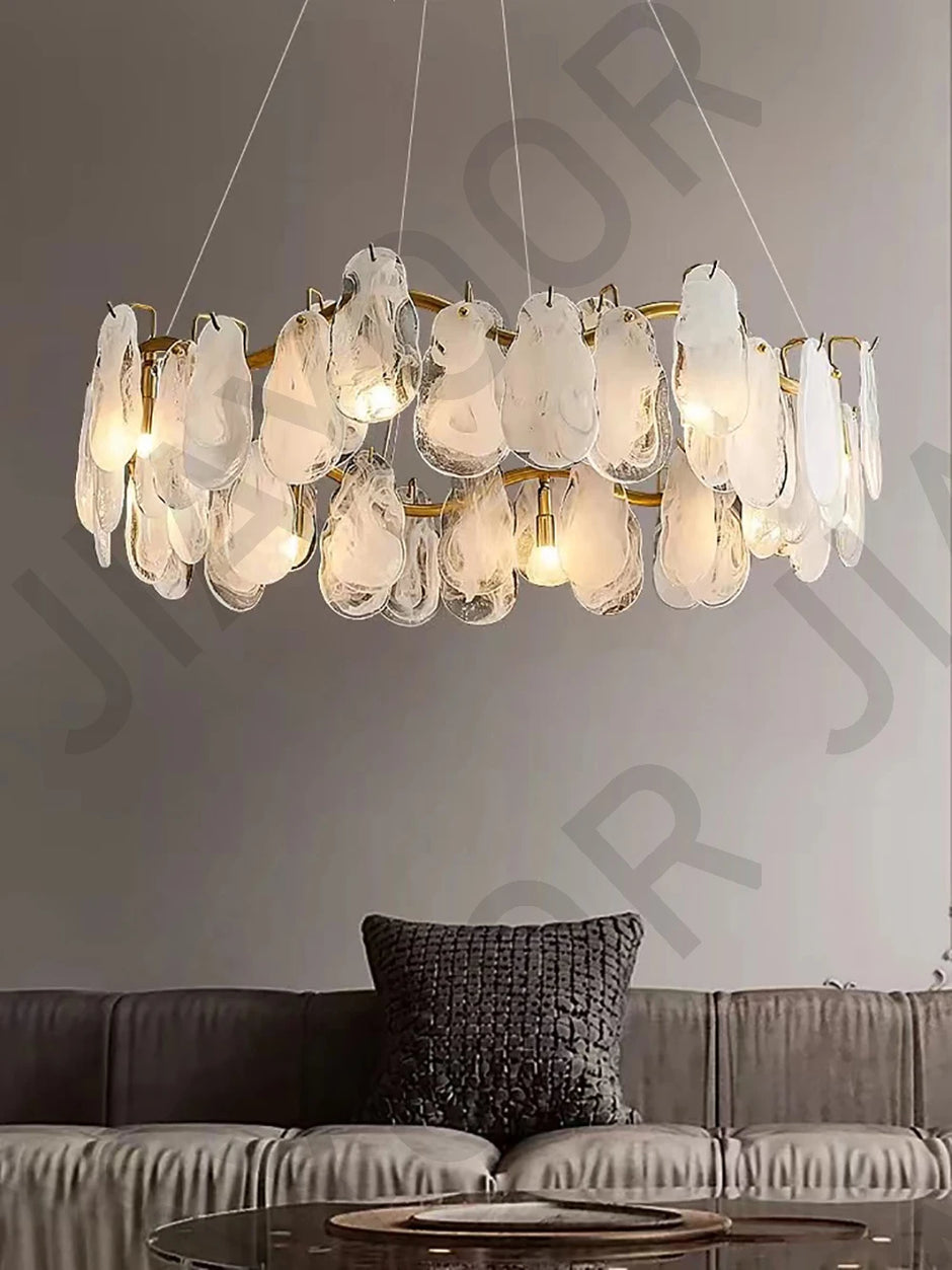 Cream Style Chandelier Lighting Fixtures Furniture Luxurious Living Room Decoration Glass Cloud Chandelier Simple And Modern