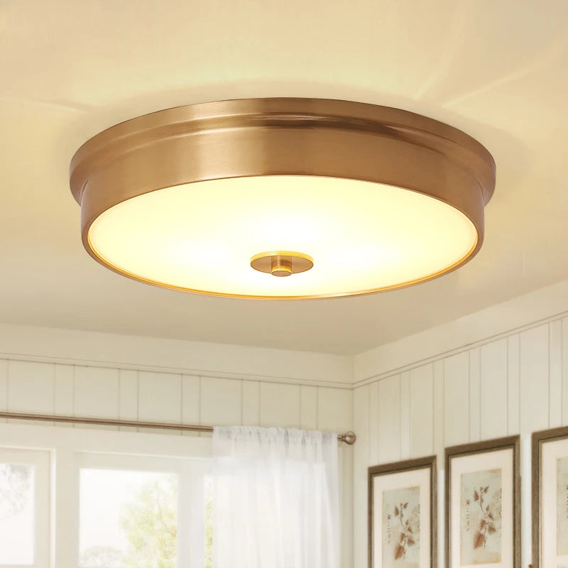 Nordic Modern Copper LED Ceiling Lights Fixtures Kitchen Hallway Balcony Round Ceiling Lamps Minimalist Lampara Gold Lighting