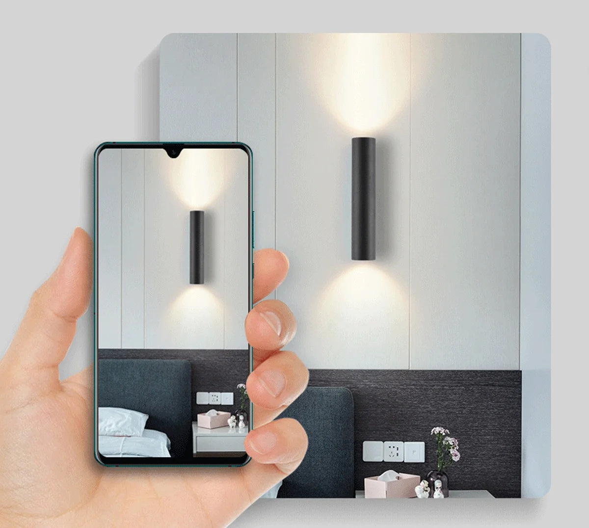 Minimalist Double Headed Cylindrical Wall Lamp Modern Indoor Lamps Background Wall Hallway Bedroom Light Up and Down Luminous