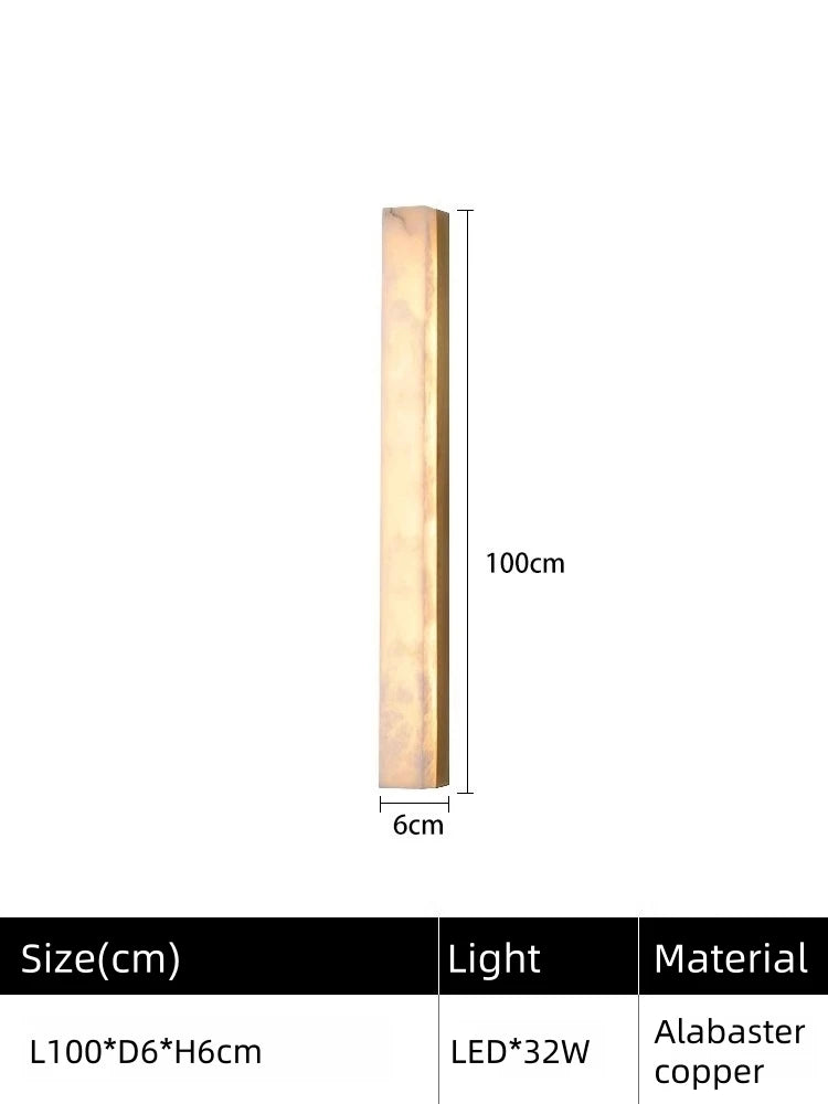 Nordic Hotel Bedroom Corridor Alabaster White Lampshade Strip Natural Marble Stone Wall Sconces Lights Indoor Copper Wall Lamps