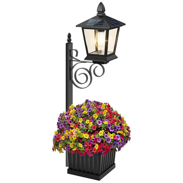 Solar Lamp Post Lights With Planter Waterproof IP54 Vintage Solar Porch Light Auto On/off Sensor Front Porch Decor For Garden