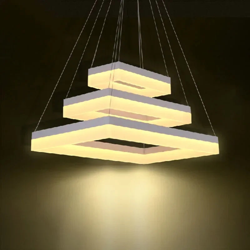 Free Shipping Modern Led Pendant Lights for Dining Room Living Room Rectangle Acrylic Led Pendant Lamp Fixture Lamparas Modernas