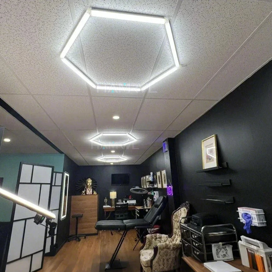 DIY Hair Salon Barbecue Shop Gym Bar Car Showroom 6000-6500k Garage Workshop Ceiling Light Honeycomb Tube Hexagonal LED Lighting