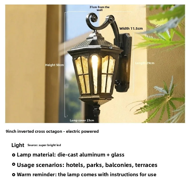 Outdoor Waterproof Wall Lamp For Garden Villa Gate Outdoor European-Style Courtyard Balcony Exterior Wall Lamp Retro Wall Lamp