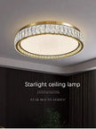 ‌Modern Luxury Dimmable Crystal Ceiling Light K9 Crystals Golden Ring Chandelier for Bedroom Living Room Dining Room LED Fixture