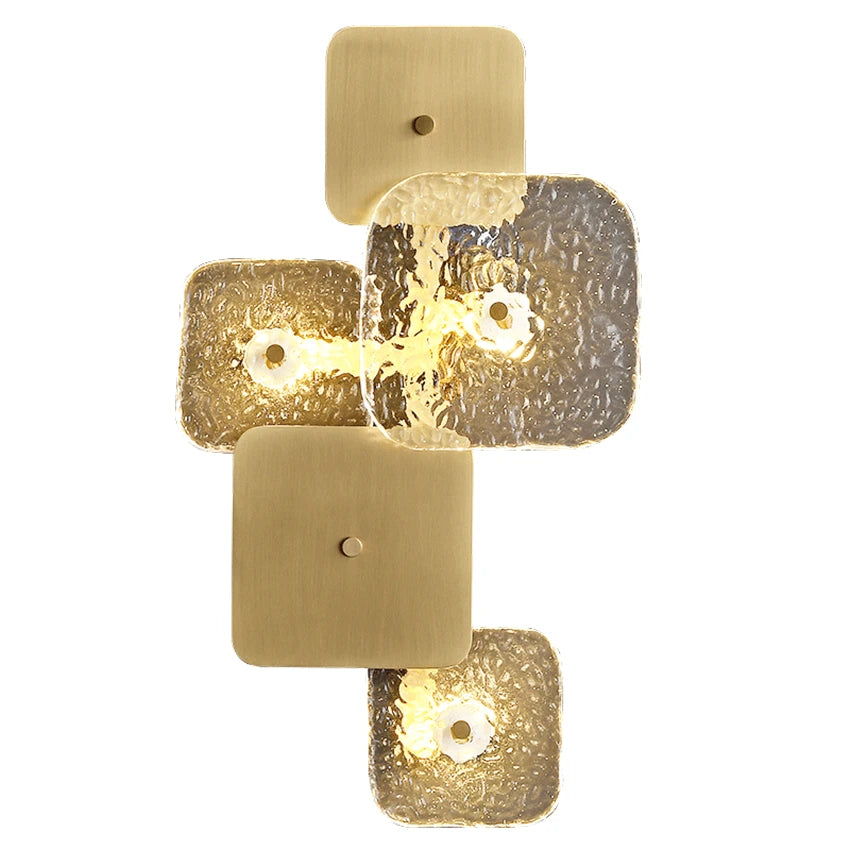 Modern Gold Full Copper Glass Living Room Wall Lamps Hotel Lobby Aisle Villa Bathroom Bedroom Home Art Deco Wall Lights