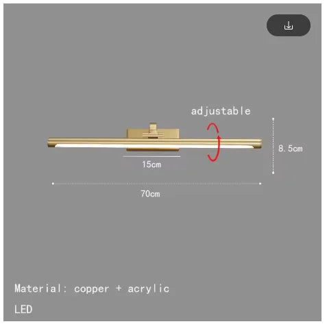 Modern Gold Copper Wall Light Rotatable Mirror Bathroom Bedroom Sconce Brass Simple Lamp GN421TN