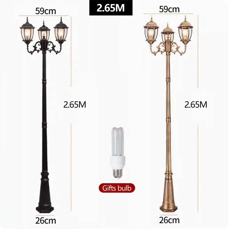 Waterproof high LED retro outdoor landscape courtyard 3m European style outdoor lawn lamp villa household garden street lighting
