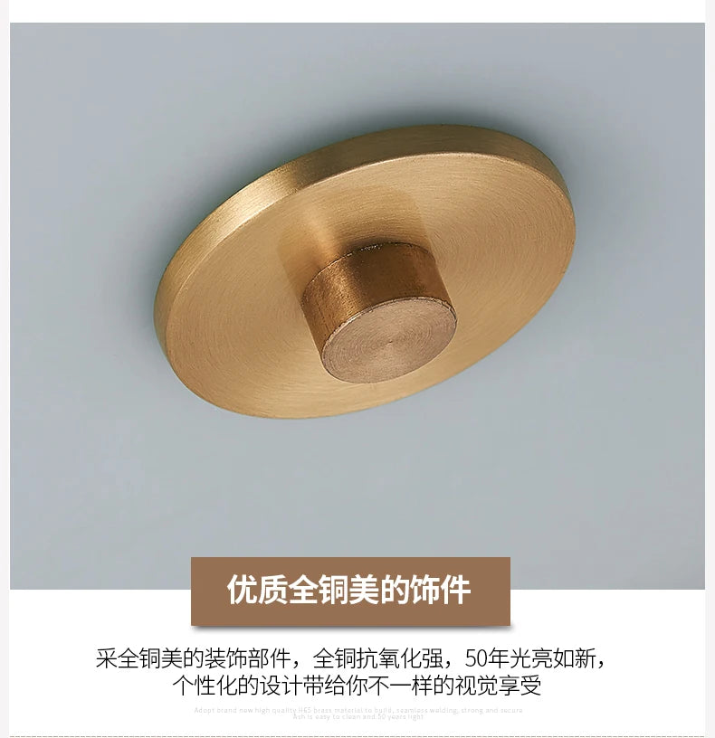 Nordic Modern Copper LED Ceiling Lights Fixtures Kitchen Hallway Balcony Round Ceiling Lamps Minimalist Lampara Gold Lighting