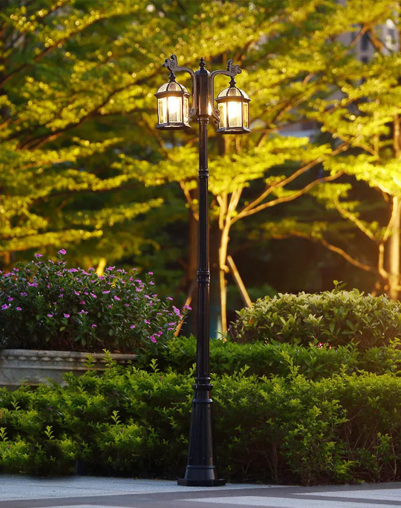 Led Villa Garden Outdoor Waterproof Household Retro Double Head Community Outdoor Courtyard Street Lamp ≈230CM