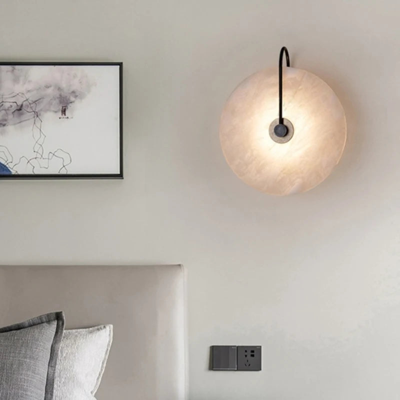 Modern LED Marble Wall Sconce Light Fixture Alabaster Lamp Living Room Bedroom Bedside Home Art Decoration Stone Decor Indoor