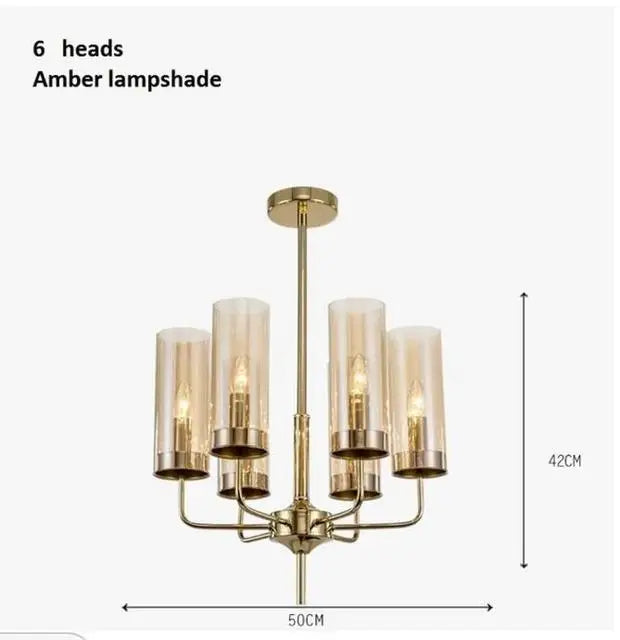 Nordic LED Glass Chandelier Blue/Amber Modern Hanging Lamp Suspension Living Dining Bedroom Pendant Lighting Fixtures