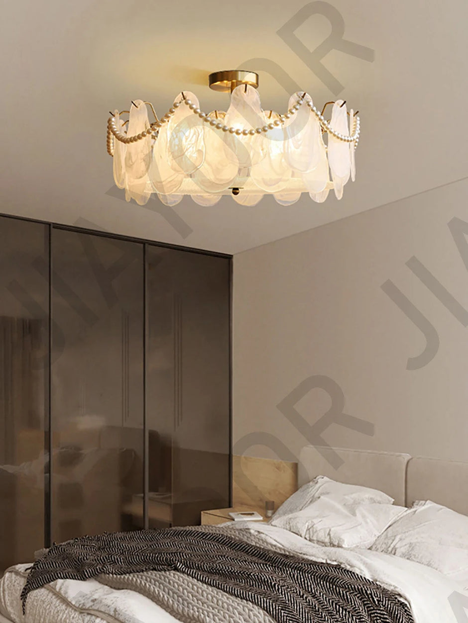 Cream Style Chandelier Lighting Fixtures Furniture Luxurious Living Room Decoration Glass Cloud Chandelier Simple And Modern