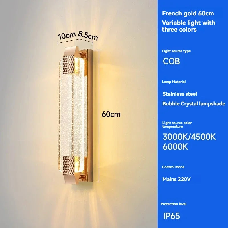 Modern Light Outdoor LED Wall Light Transparent Crystal with Bubble Style for Villa Porch Patio and Garden Lighting Lamps