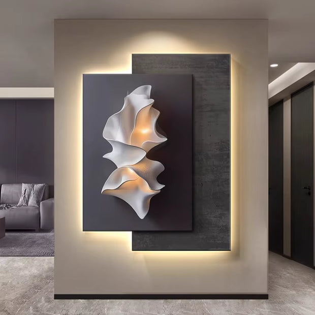 Three-Dimensional Relief Corridor Hanging Art with LED Ambient Light for Living Room Decor