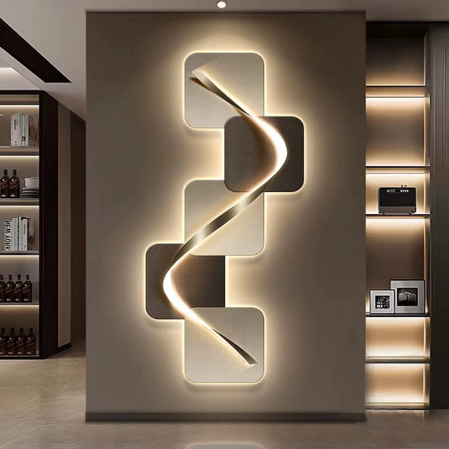 Elegant LED-Illuminated Minimalist Wall Art for Luxury Entrance Halls and Living Rooms