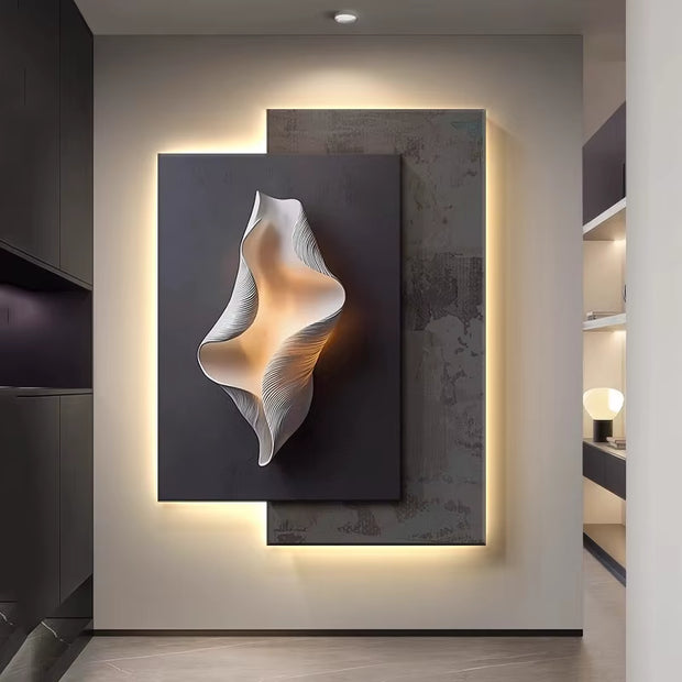 Three-Dimensional Relief Corridor Hanging Art with LED Ambient Light for Living Room Decor