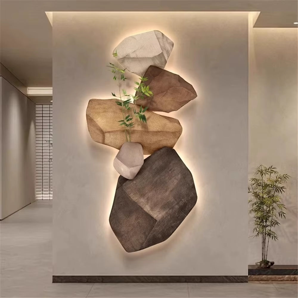 3D Stone Mural LED Wall Lamp - Elegant Night Light for Living Room, Study, and Office Decor