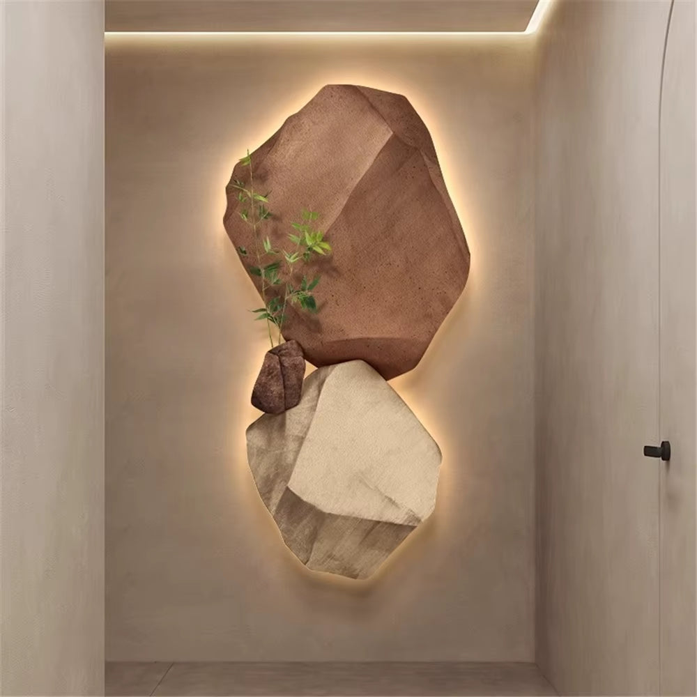 3D Stone Mural LED Wall Lamp - Elegant Night Light for Living Room, Study, and Office Decor
