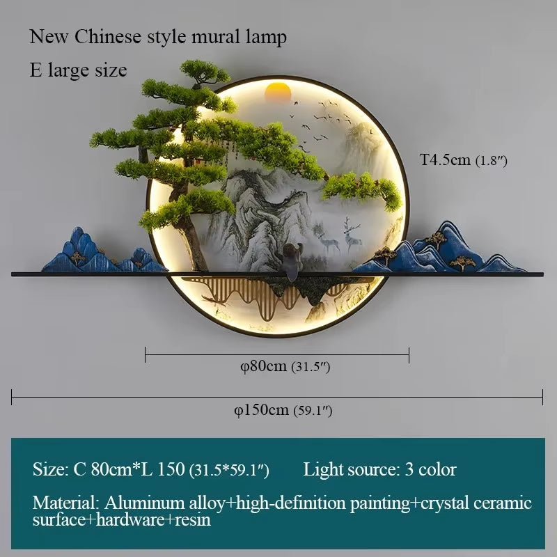 APRIL Modern LED Wall Picture Light - Elegant Chinese Landscape Mural Sconce for Home, Bedroom, and Study