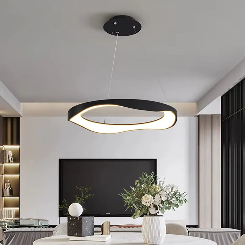 Elevate Your Space with the Modern Dimmable Circular Pendant Lamp - Perfect for Dining Rooms, Restaurants, and Bedrooms!