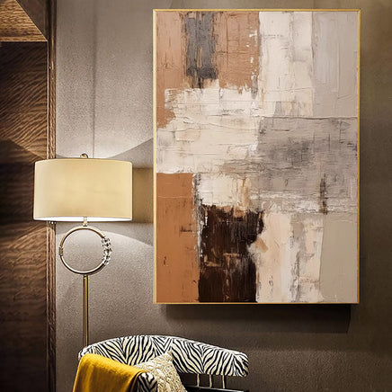 Large Abstract Handmade Painting Brown Textured Wall Art Minimalist Wabi-sabi Modern Home Living Room Decor