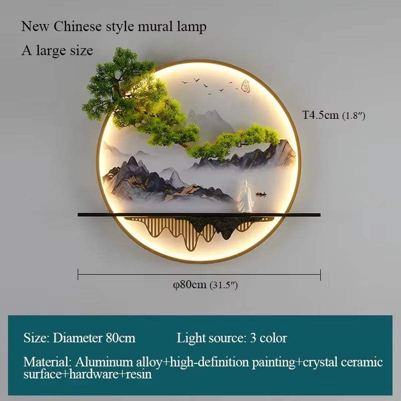 APRIL Modern LED Wall Picture Light - Elegant Chinese Landscape Mural Sconce for Home, Bedroom, and Study
