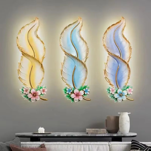 GISELLE Modern LED Plume Wall Lamp - Stylish Resin Sconce for Living Room & Corridor Decor